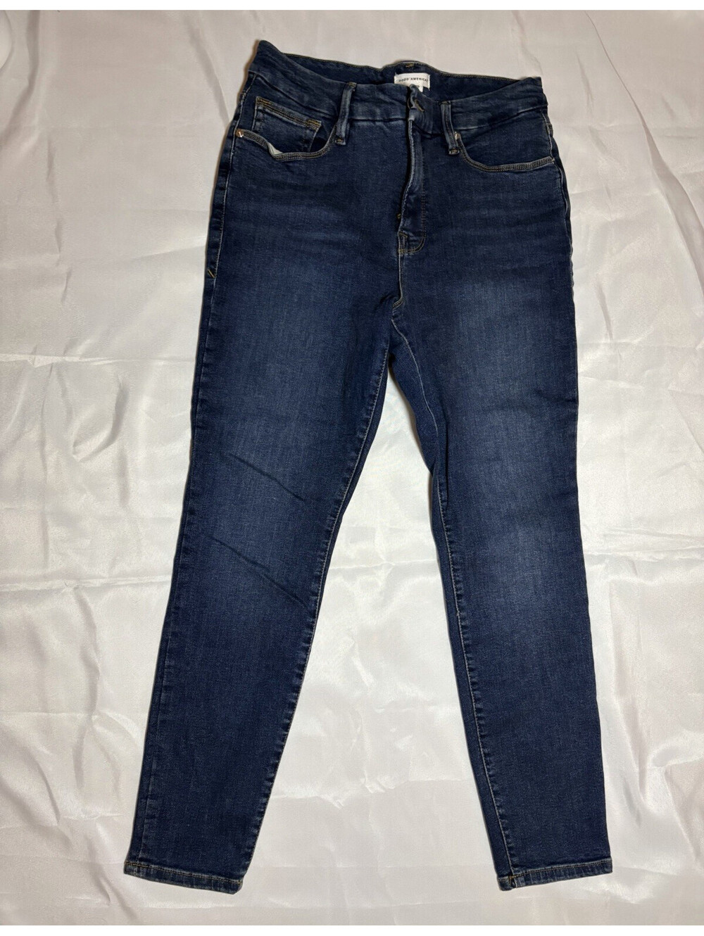 Good American Women's Skinny Dark Wash Stretch Denim Jeans Blue High Rise
